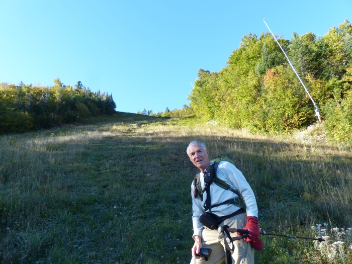 Bill on the steep portion of the ski trail